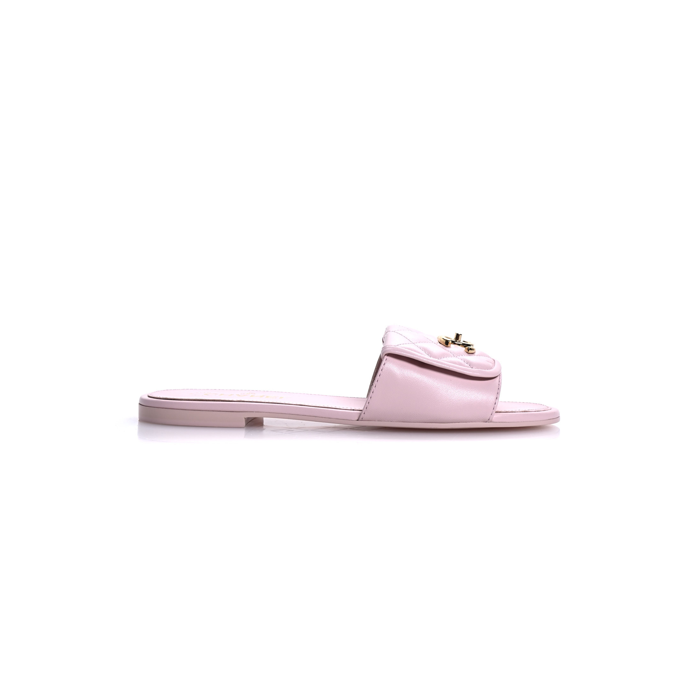 CHANEL LAMBSKIN QUILTED TURNLOCK FLAT MULES 1669317